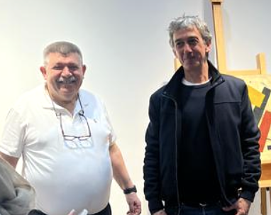 Andranik Ghazarian — Andranik Ghazarian with a colleague before a work on the easel.